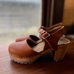 MIA Brown Leather Mules